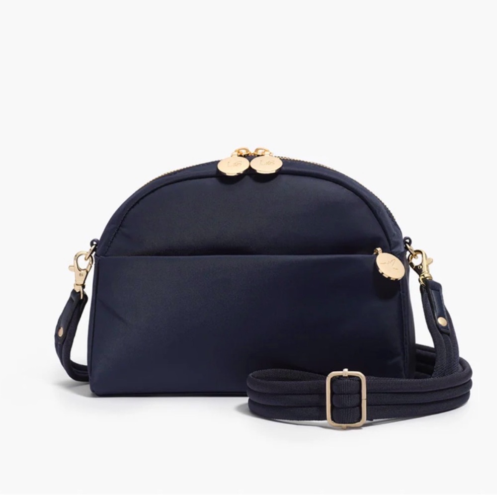 Lo and Sons Nouvelle Crossbody Bag in Navy with Gold Hardware